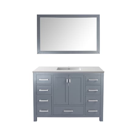 Wilson 48, Grey Cabinet & Matte White VIVA Stone Surface Countertop